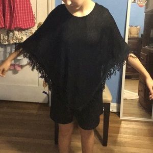 Black fringe shawl